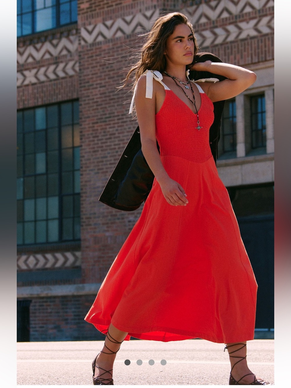 Free People Red Tie-Shoulder Maxi Dress